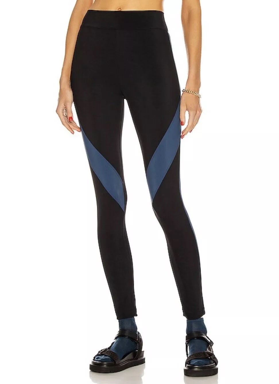 BURBERRY MADDEN ATHLETIC BLACK & BLUE LEGGINGS