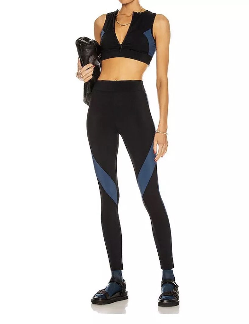 BURBERRY MADDEN ATHLETIC BLACK & BLUE LEGGINGS