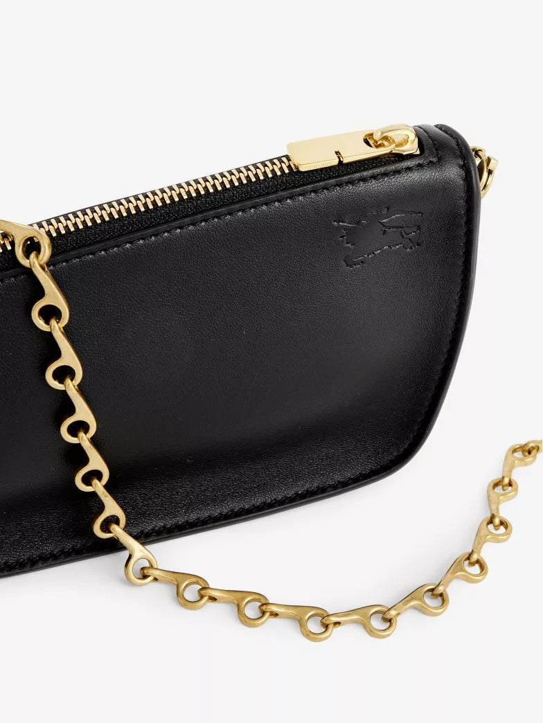 BURBERRY MICRO SHIELD LAMBSKIN LEATHER SHOULDER BAG