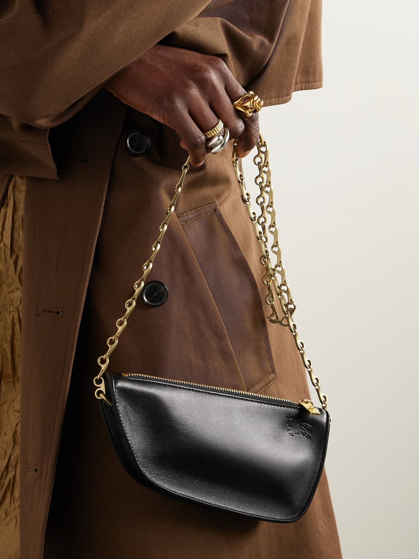 BURBERRY MICRO SHIELD LAMBSKIN LEATHER SHOULDER BAG