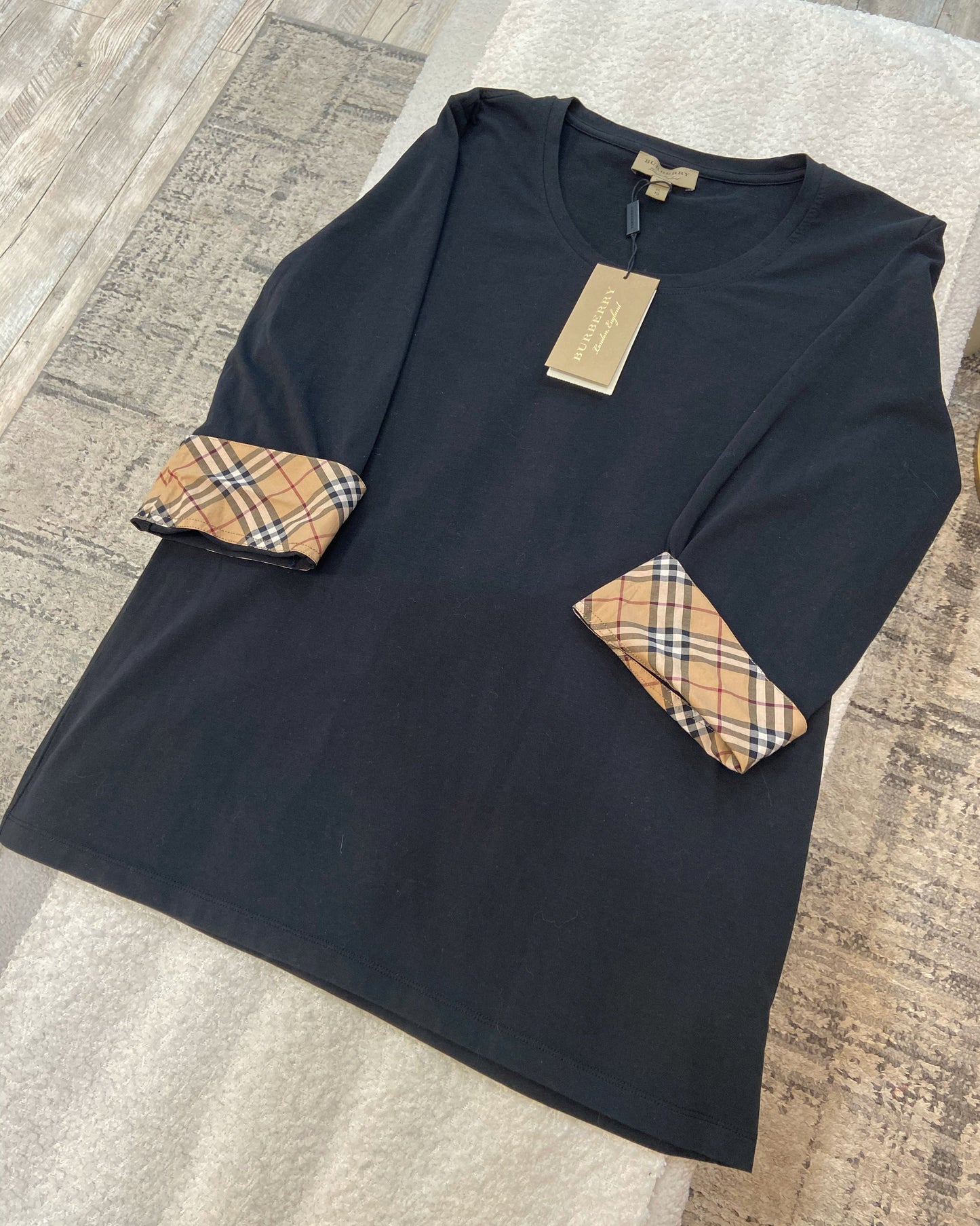 BURBERRY BRIT NOVA CHECK 3/4 SLEEVE SHIRT