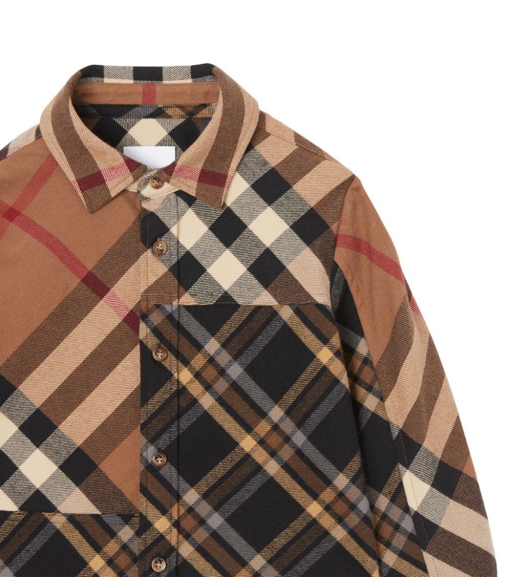 BURBERRY PATCHWORK CHECK COTTON FLANNEL SHIRT
