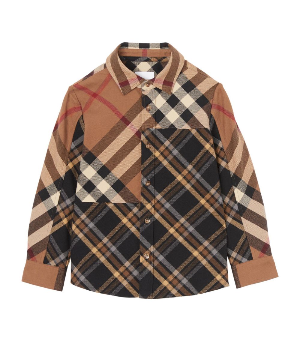 BURBERRY PATCHWORK CHECK COTTON FLANNEL SHIRT