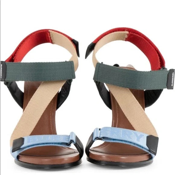 BURBERRY PATTERSON COLORBLOCK STILETTO SANDALS