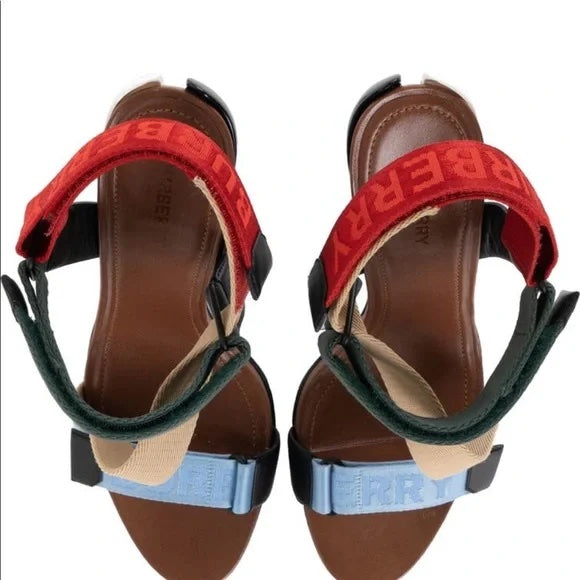 BURBERRY PATTERSON COLORBLOCK STILETTO SANDALS