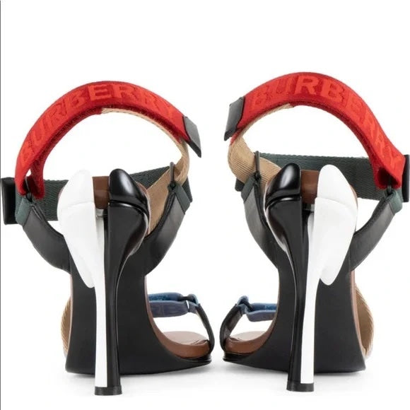 BURBERRY PATTERSON COLORBLOCK STILETTO SANDALS