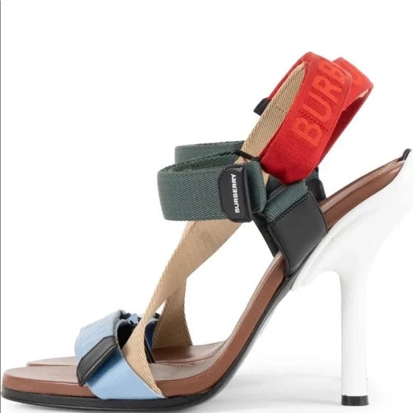 BURBERRY PATTERSON COLORBLOCK STILETTO SANDALS