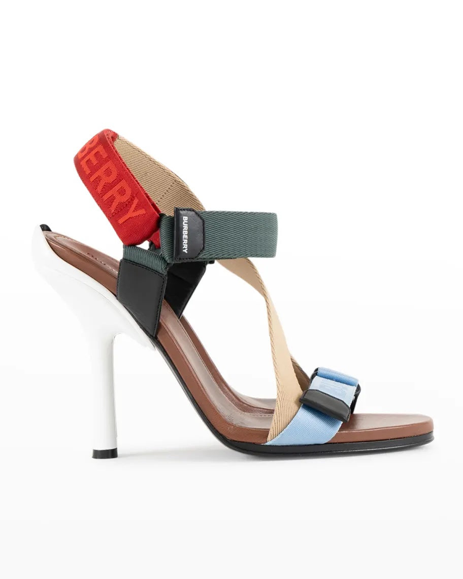BURBERRY PATTERSON COLORBLOCK STILETTO SANDALS