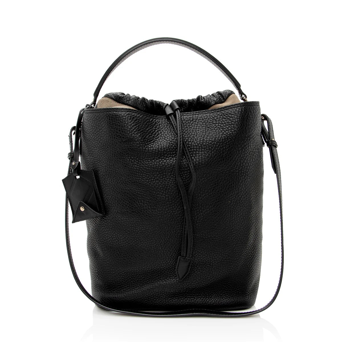 BURBERRY PEBBLED LEATHER HOUSE CHECK ASHBY HOBO BAG