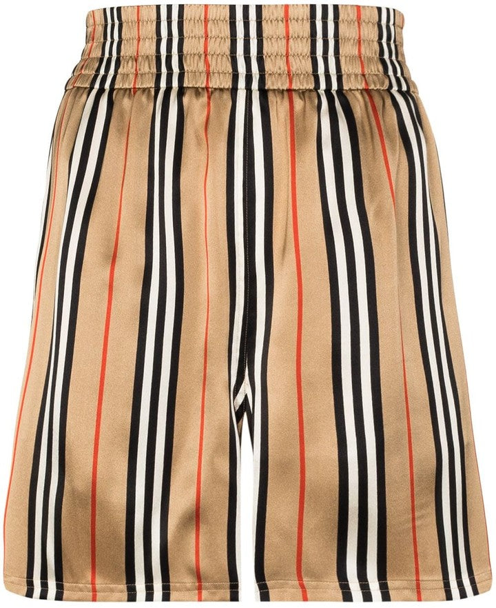 BURBERRY MARSETT ICON STRIPED SILK SHORTS