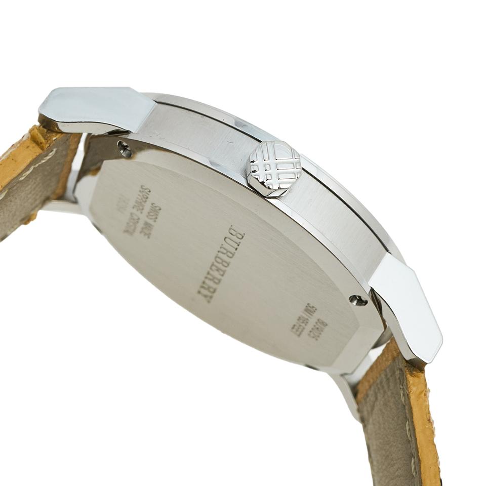 BURBERRY SILVER STAINLESS STEEL LEATHER HERITAGE BU9025 WATCH
