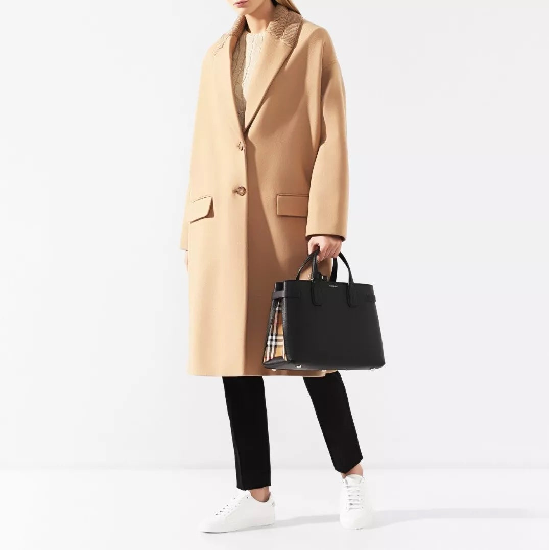 BURBERRY DERBY LEATHER SMALL BANNER TOTE BAG