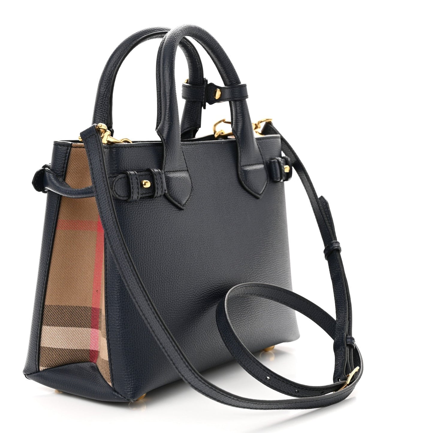 BURBERRY DERBY LEATHER SMALL BANNER TOTE BAG