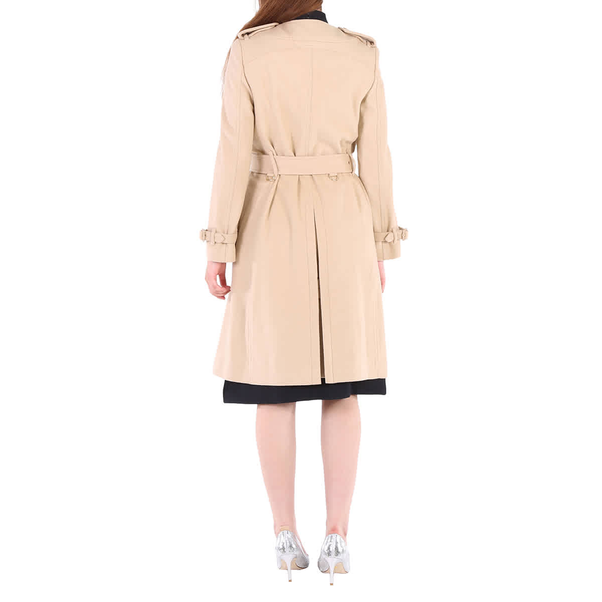 BURBERRY SOFT FAWN V-NECK CASHMERE WOOL BLEND TRENCH COAT
