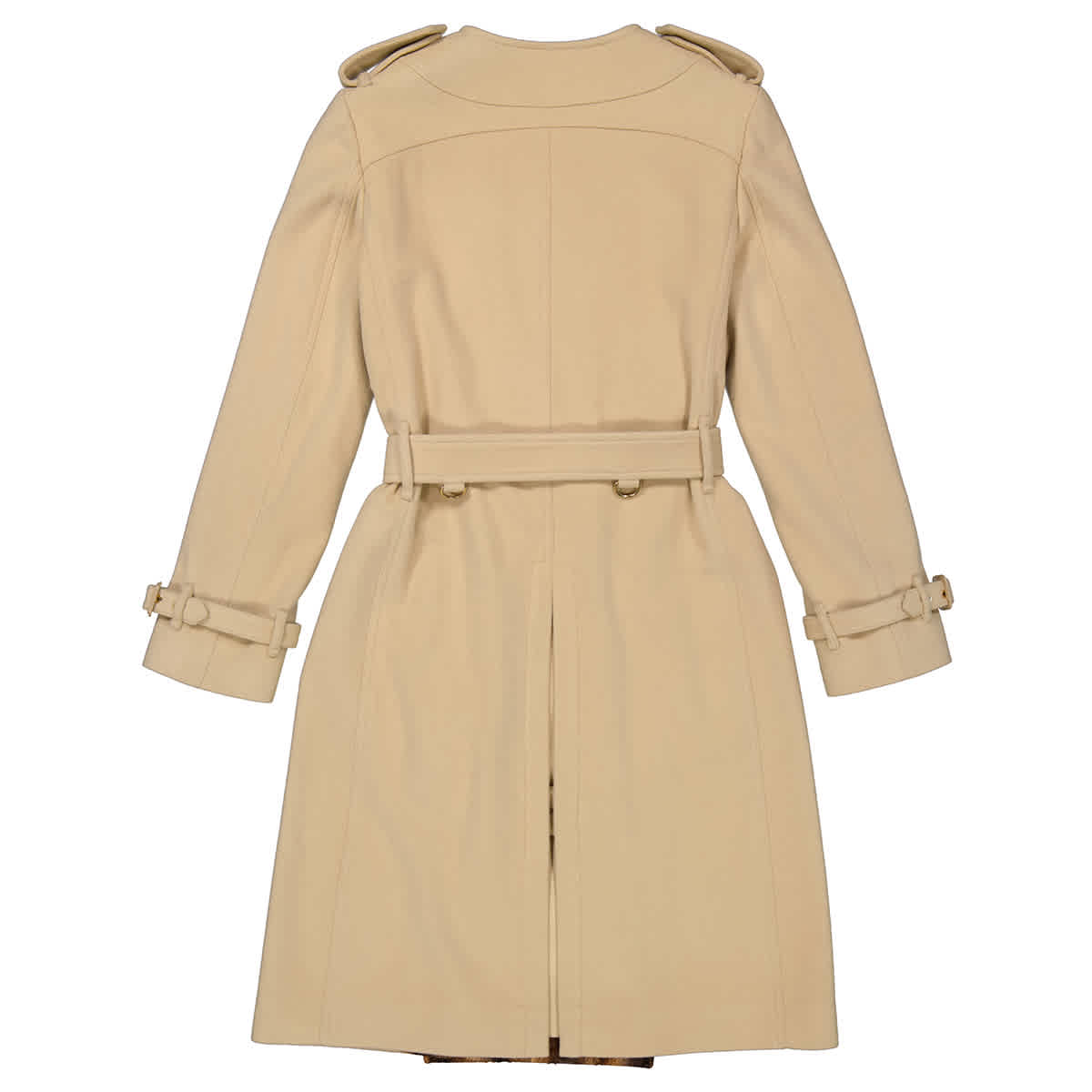 BURBERRY SOFT FAWN V-NECK CASHMERE WOOL BLEND TRENCH COAT