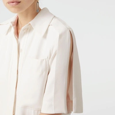 BURBERRY SPLIT DETAIL SILK WOOL SHIRT DRESS