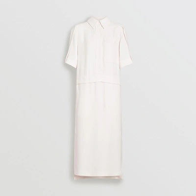 BURBERRY SPLIT DETAIL SILK WOOL SHIRT DRESS