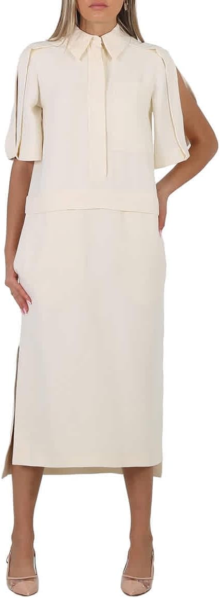 BURBERRY SPLIT DETAIL SILK WOOL SHIRT DRESS