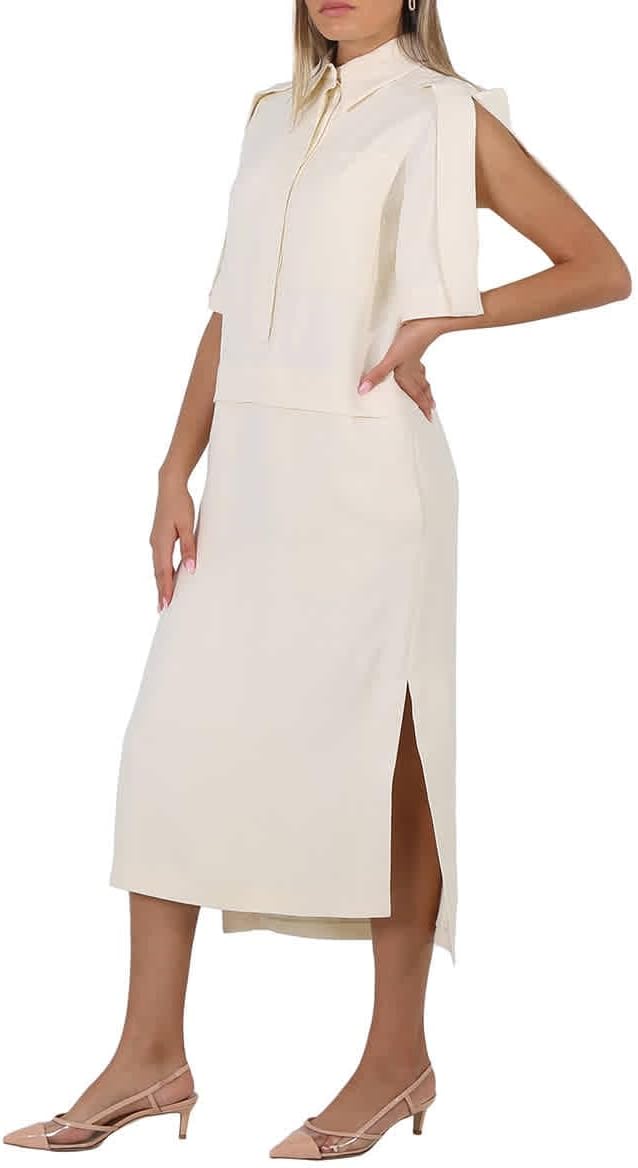 BURBERRY SPLIT DETAIL SILK WOOL SHIRT DRESS