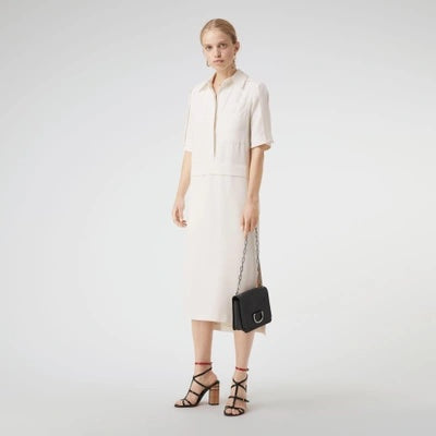 BURBERRY SPLIT DETAIL SILK WOOL SHIRT DRESS