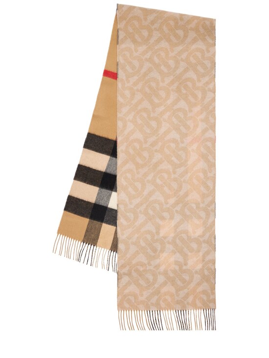 BURBERRY TB HALF MEGA CASHMERE REVERSIBLE SCARF