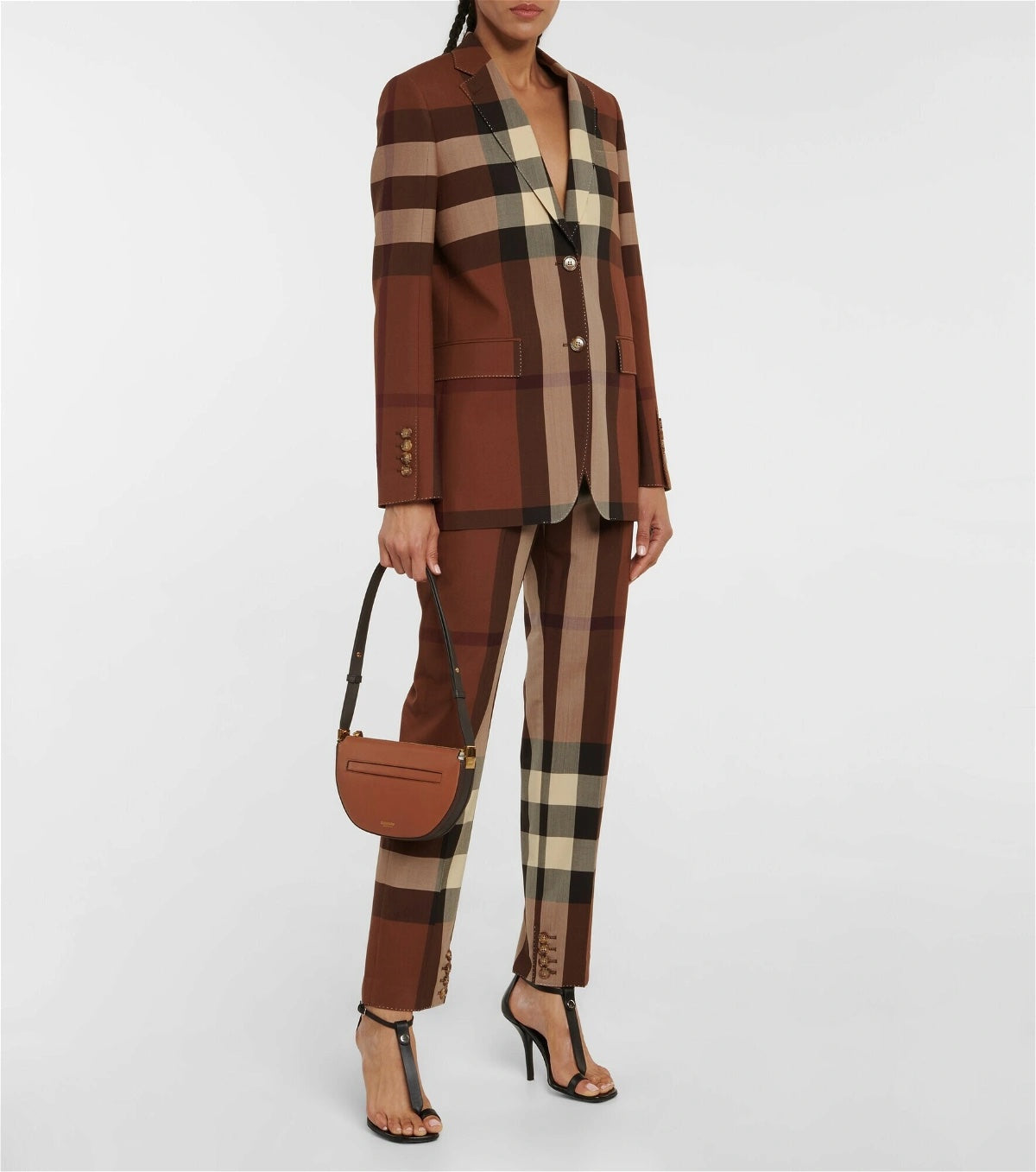 BURBERRY TOE RING LEATHER T-STRAP SANDALS