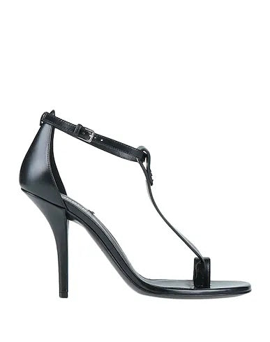 BURBERRY TOE RING LEATHER T-STRAP SANDALS