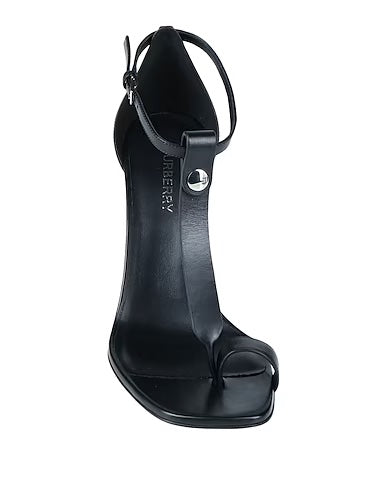 BURBERRY TOE RING LEATHER T-STRAP SANDALS