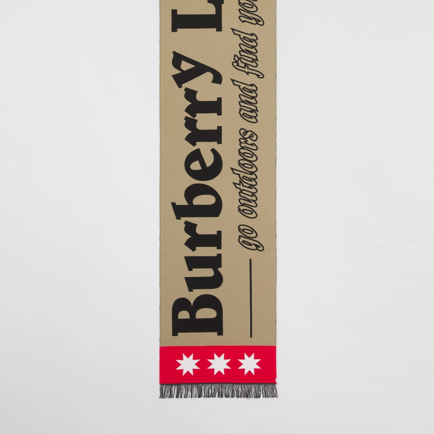 BURBERRY LOGO WOOL SILK JACQUARD SCARF