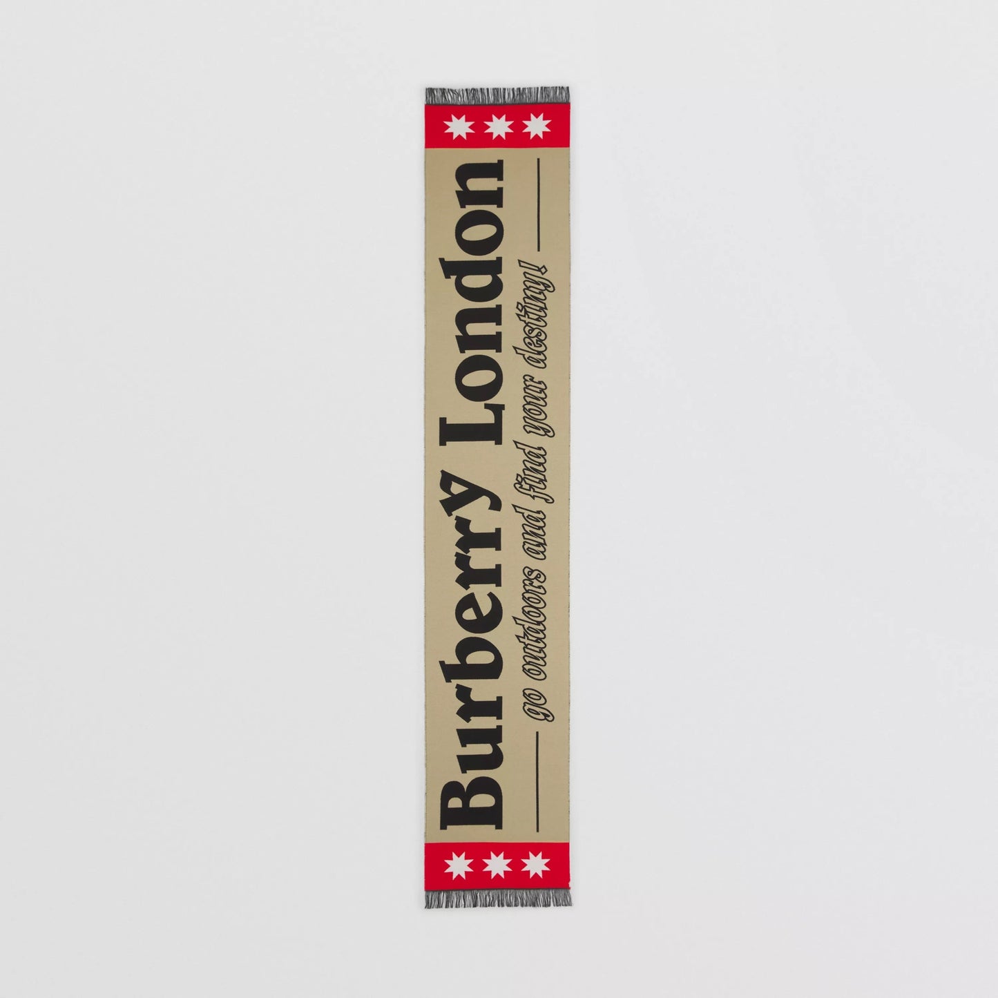 BURBERRY LOGO WOOL SILK JACQUARD SCARF