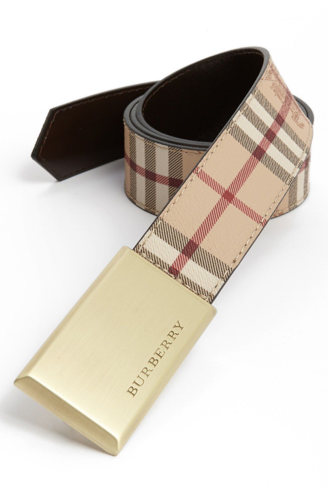 BURBERRY Brown Barnesfield Classic Haymarket Check Belt