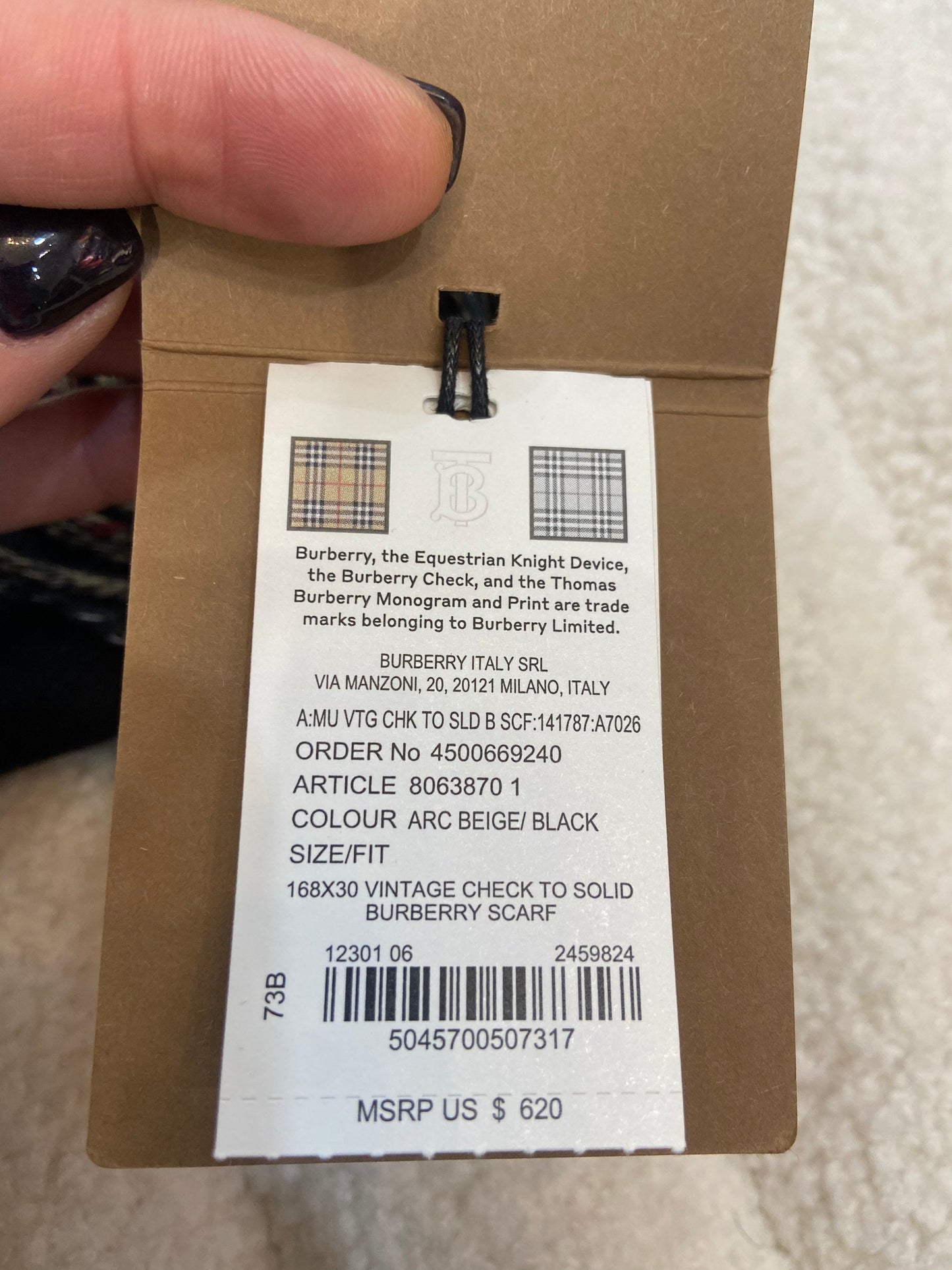 BURBERRY REVERSIBLE CHECK SCARF