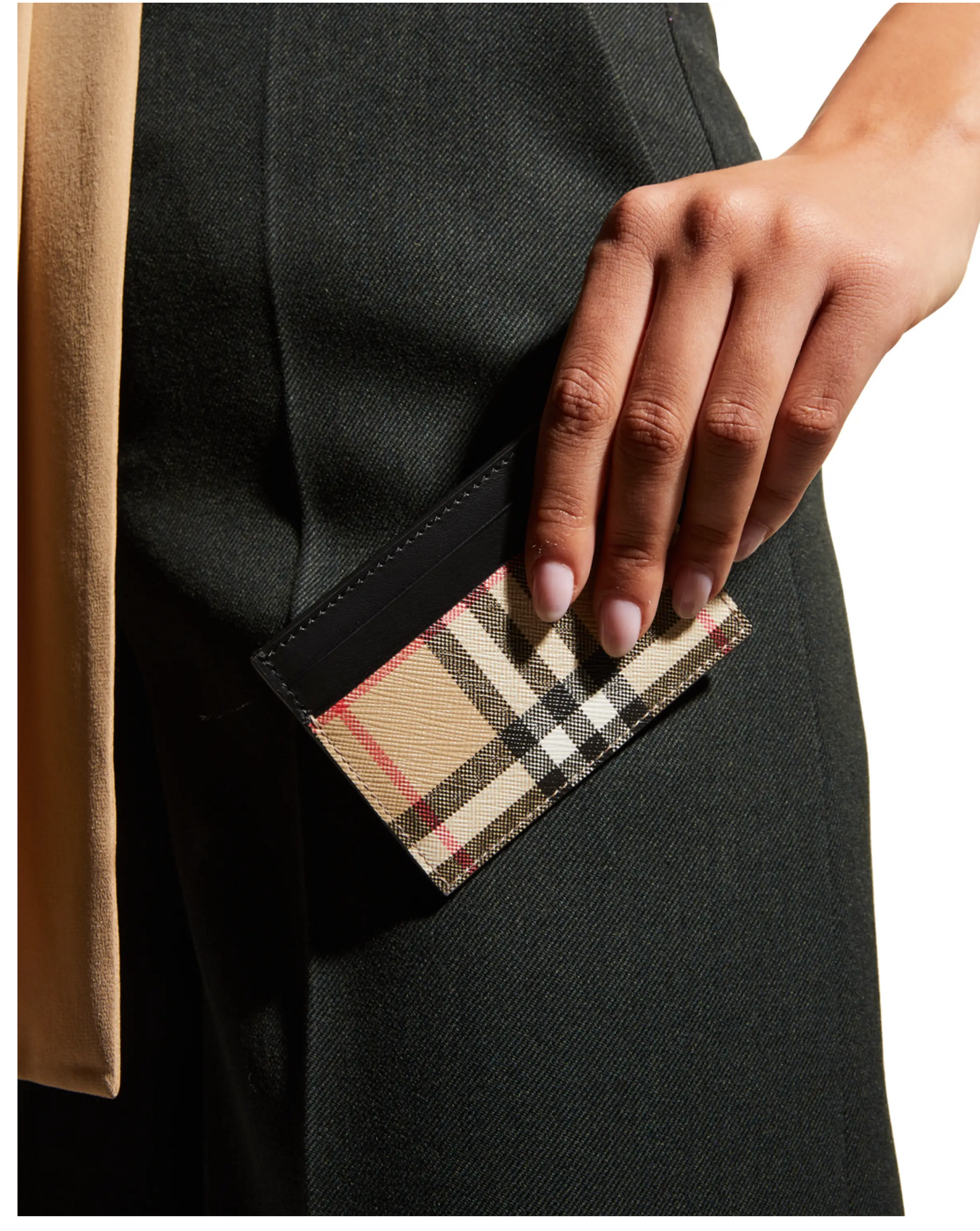 BURBERRY SANDON CANVAS & LEATHER CARD CASE
