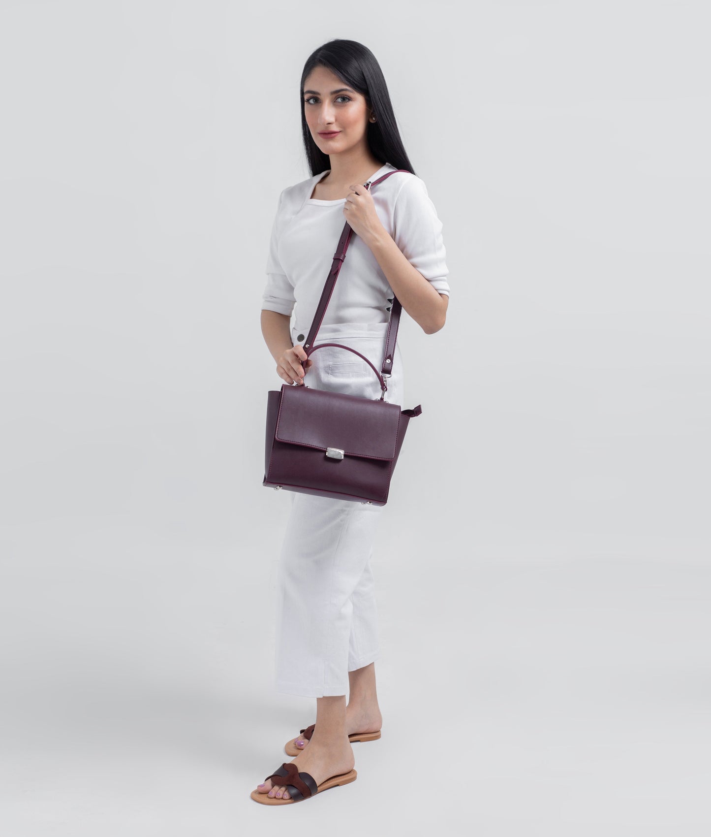 Burgundy mini messenger bag