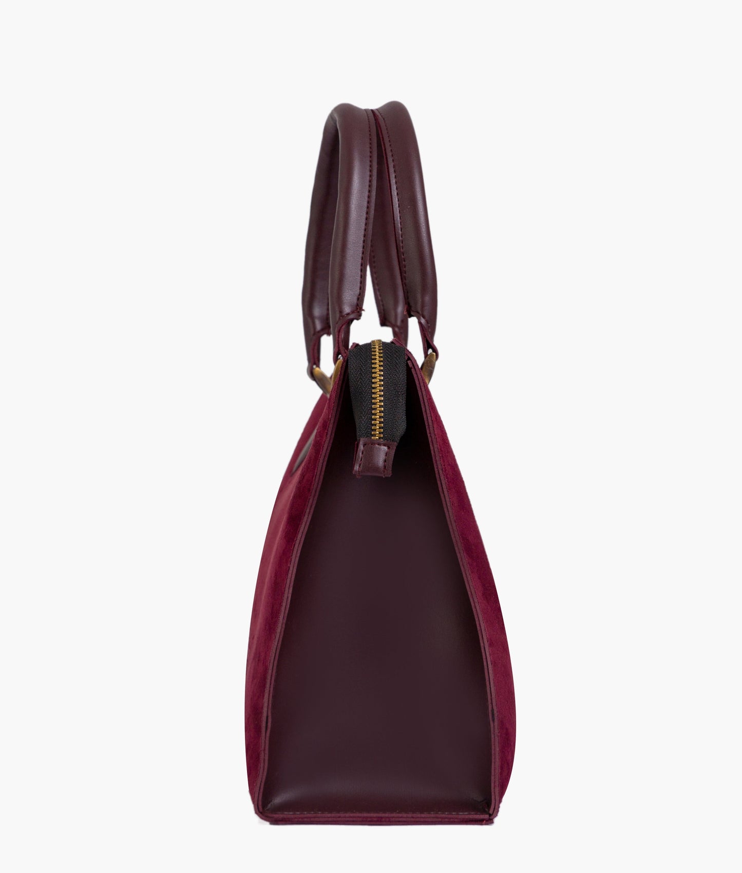 Burgundy suede workplace handbag