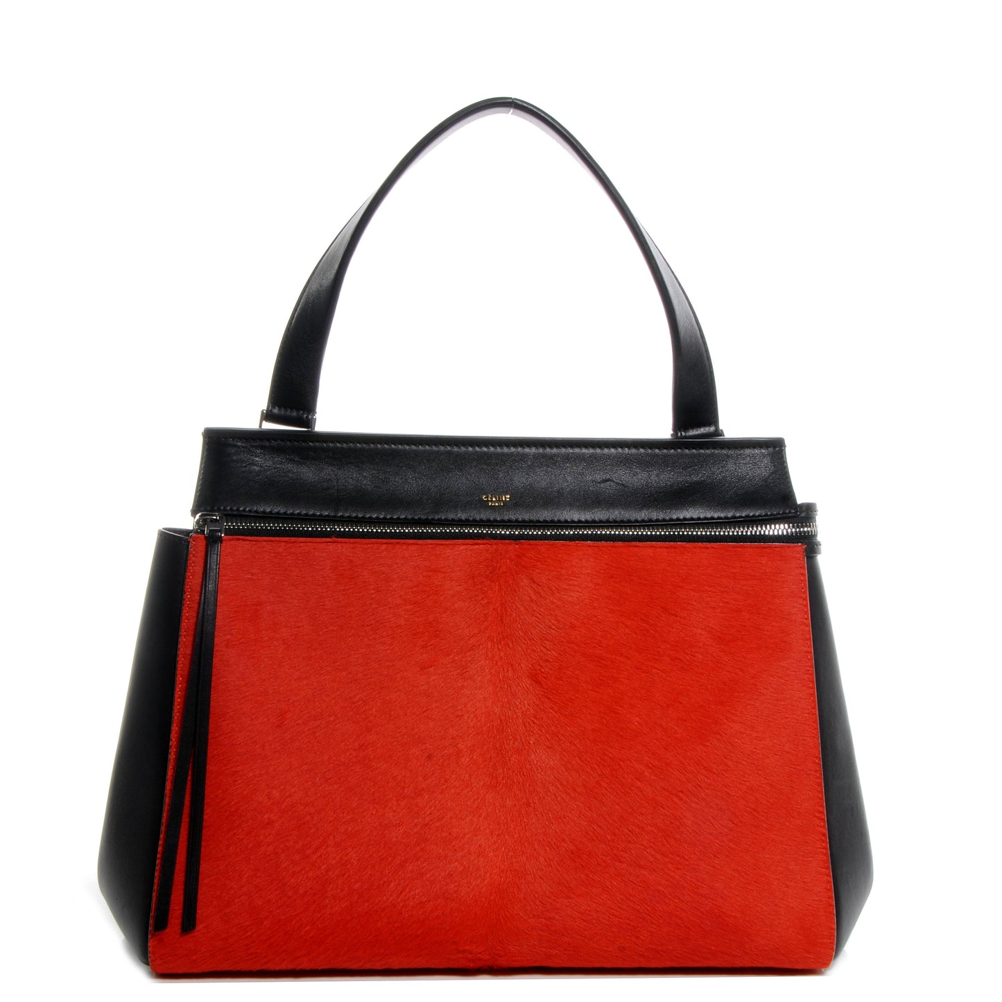 Céline Red Pony & Black Leather Medium Edge Bag