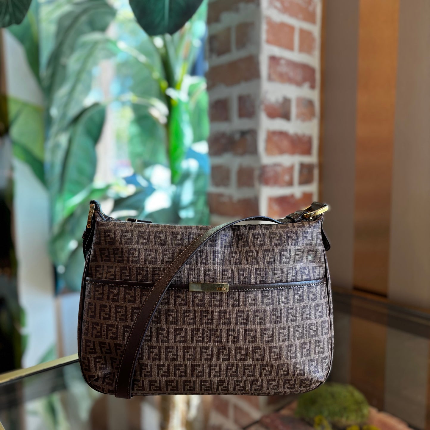 FENDI Brown Zucchino Spalmati Messenger