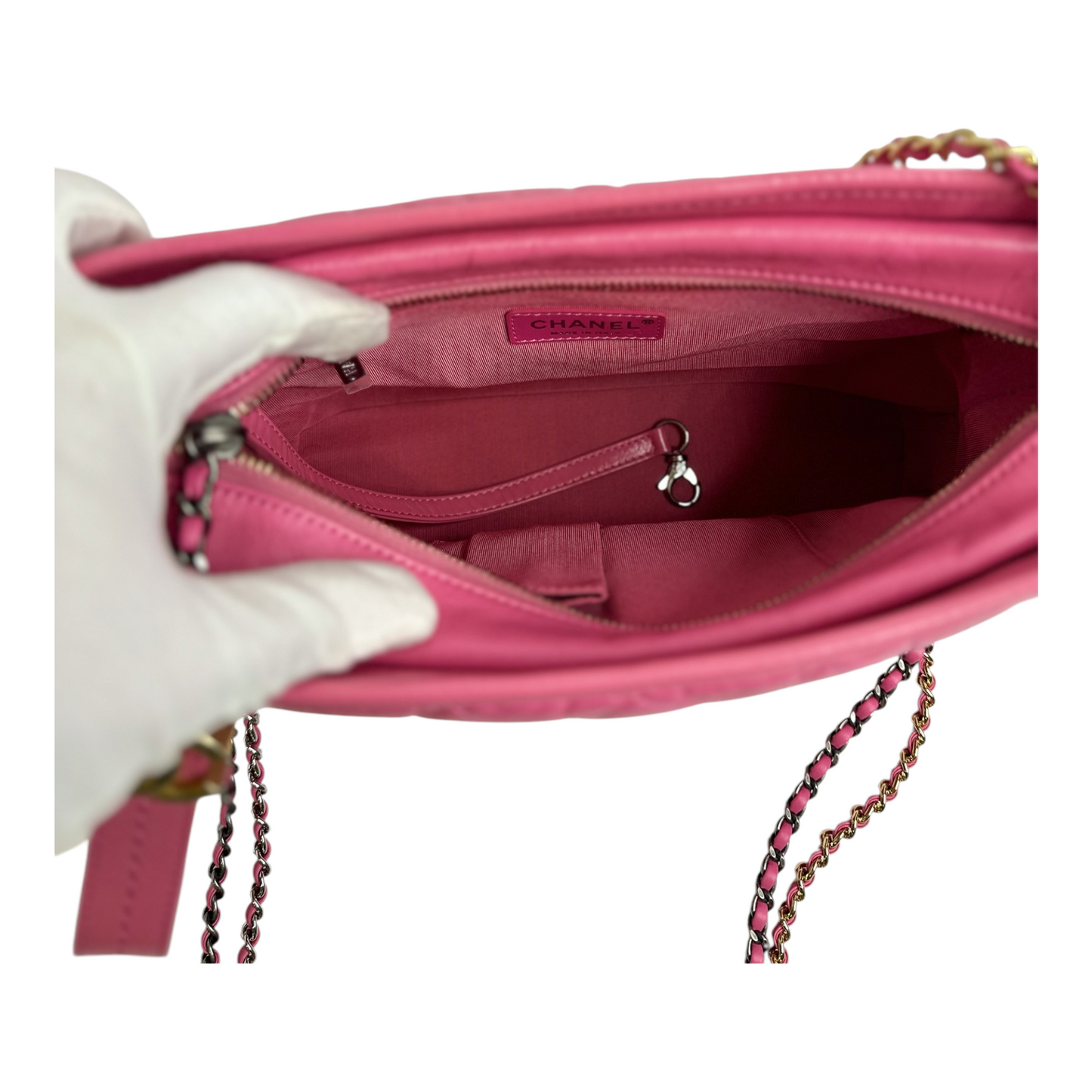 Chanel Aged Calfskin Quilted Small Gabrielle Logo Hobo Rose