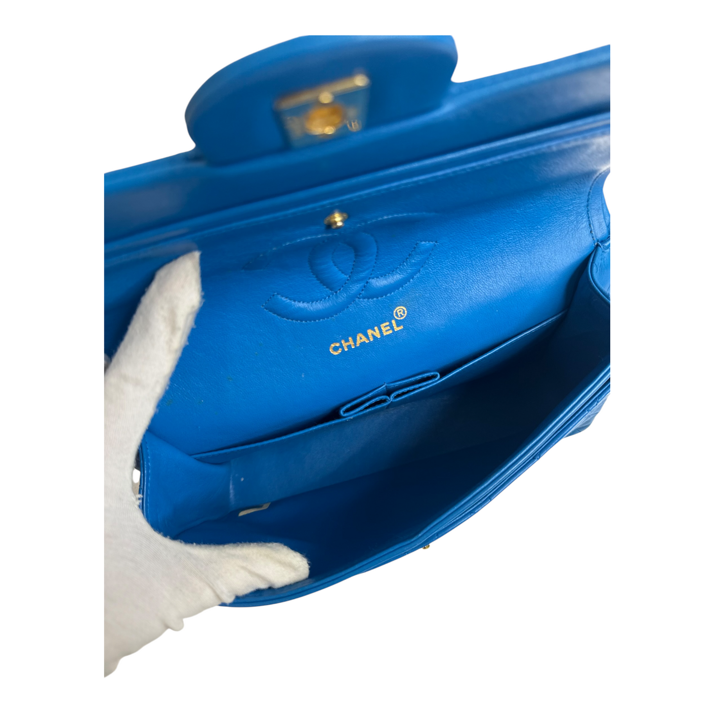Chanel Blue Medium Classic Lambskin Double Flap