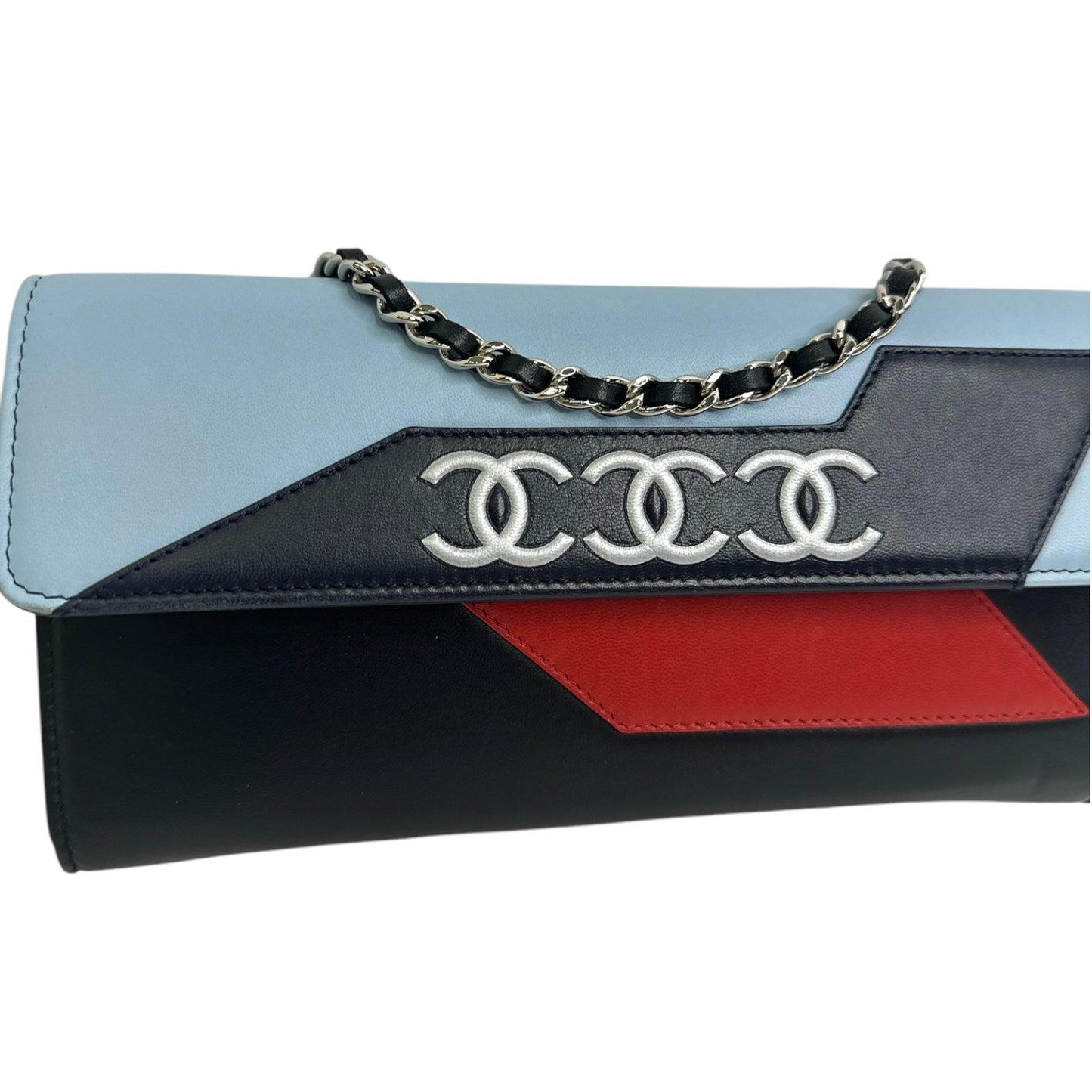 Chanel Airlines Lambskin Wallet On Chain WOC Blue Black Red