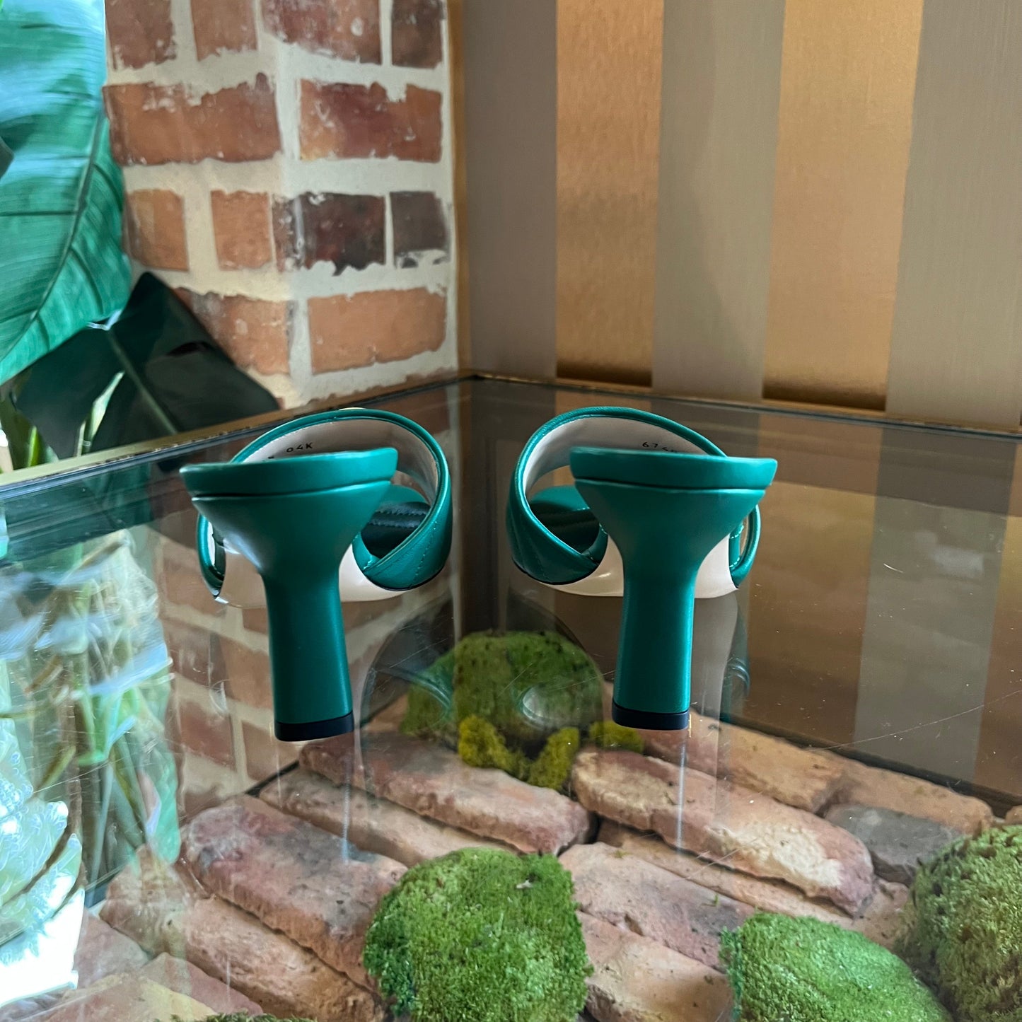 GUCCI GG Marmont Nappa Matelasse Emerald Slide Sandals SZ 38.5