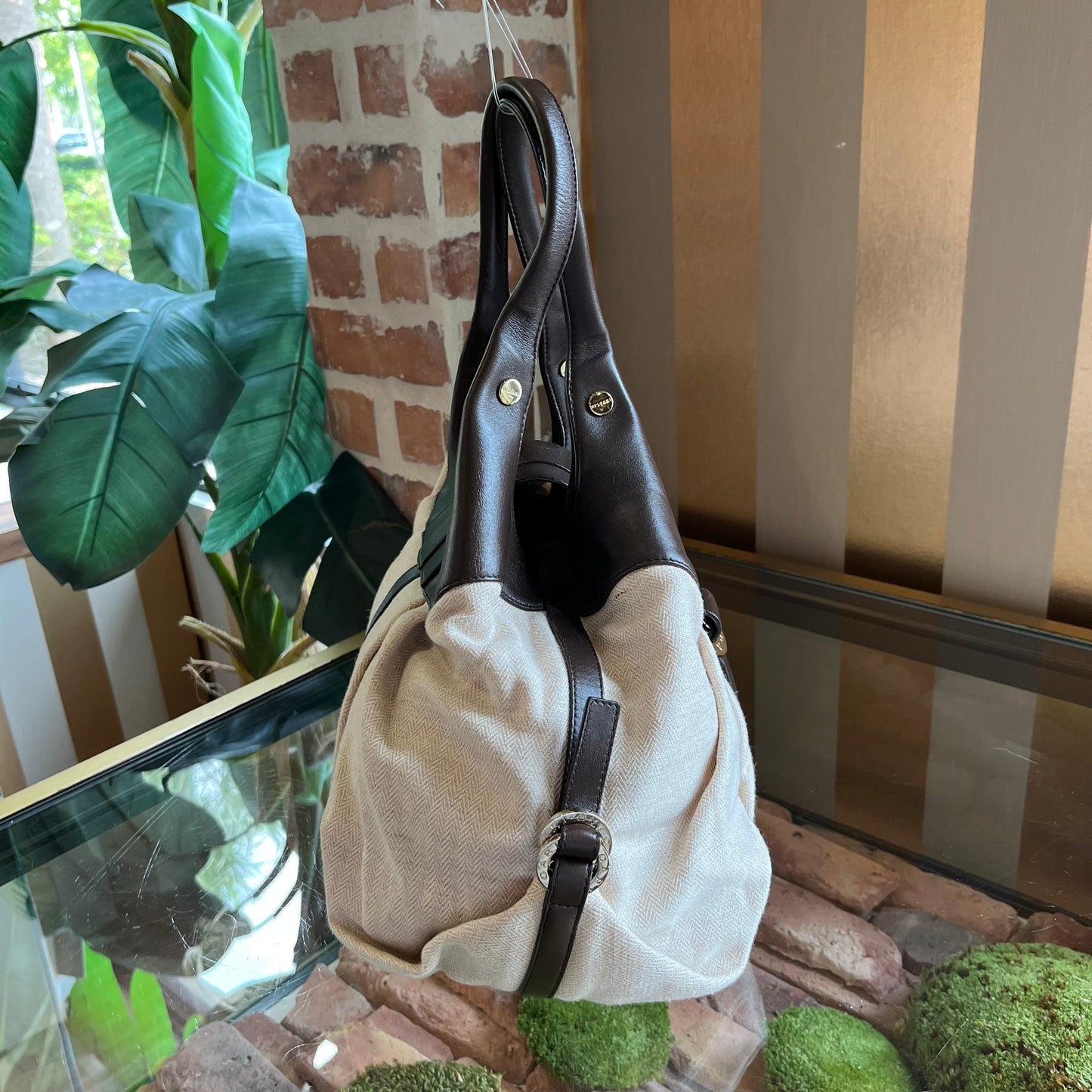 BLVGARI Linen Leather Hobo TS4035