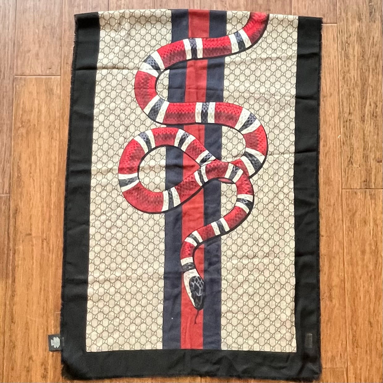 GUCCI Monogram Kingsnake Wool Scarf
