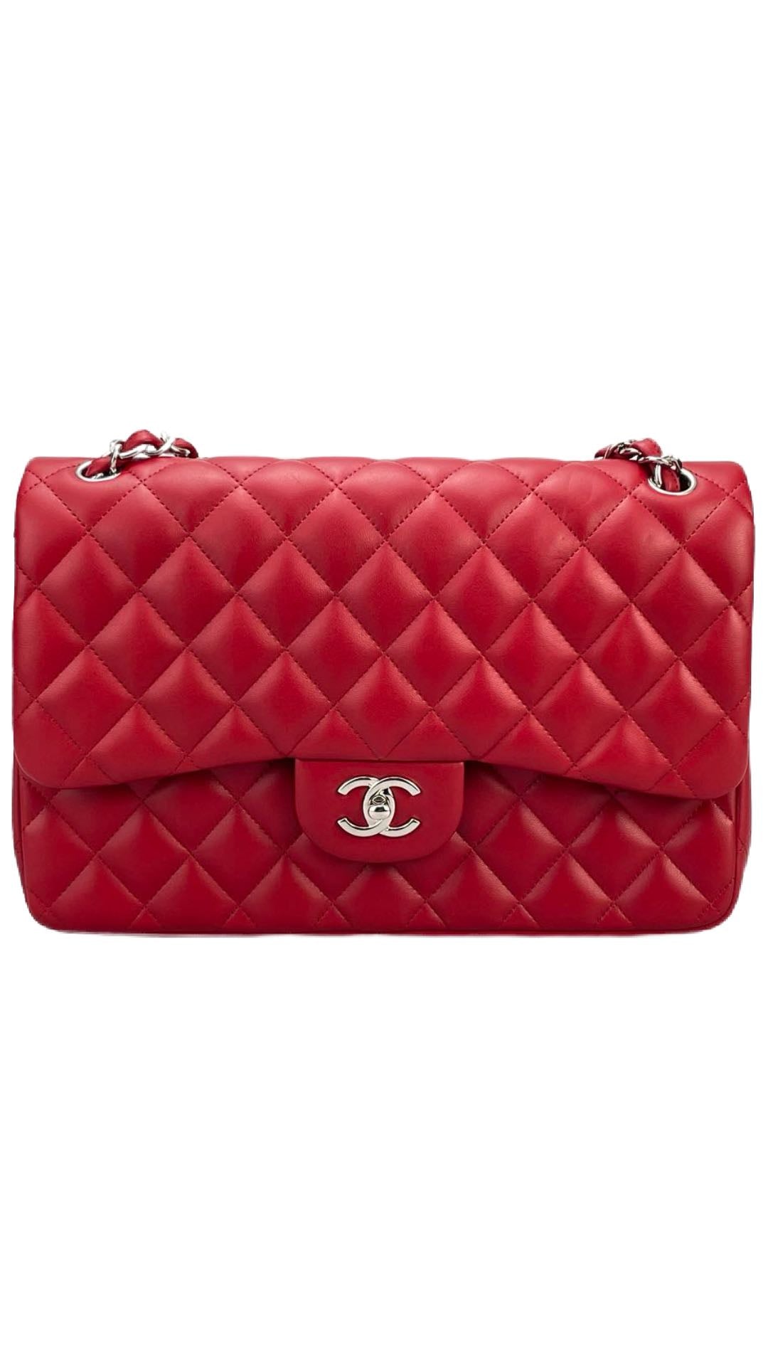 GLM-Red Timeless Classic jumbo Bag in Lambskin silber Hardware
