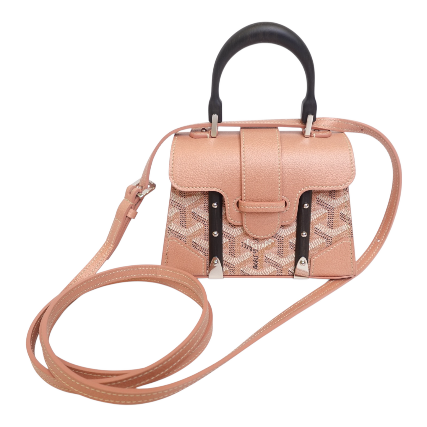 Goyard Pearly Coral Goyardine Canvas and Chevroches Calfskin SaÃ¯gon StructurÃ© Nano Bag