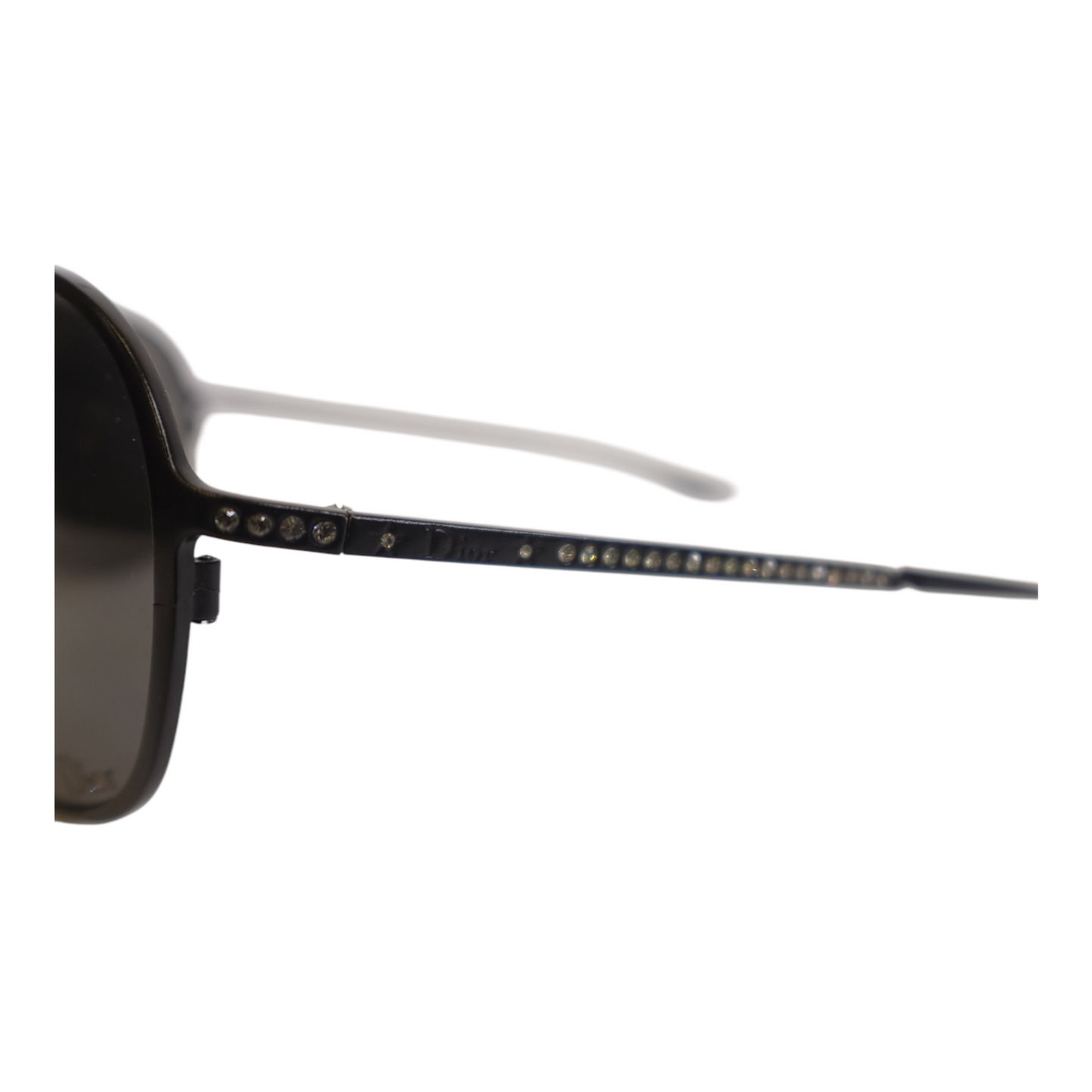 Dior Black Rhinestone Aviator Sunglasses