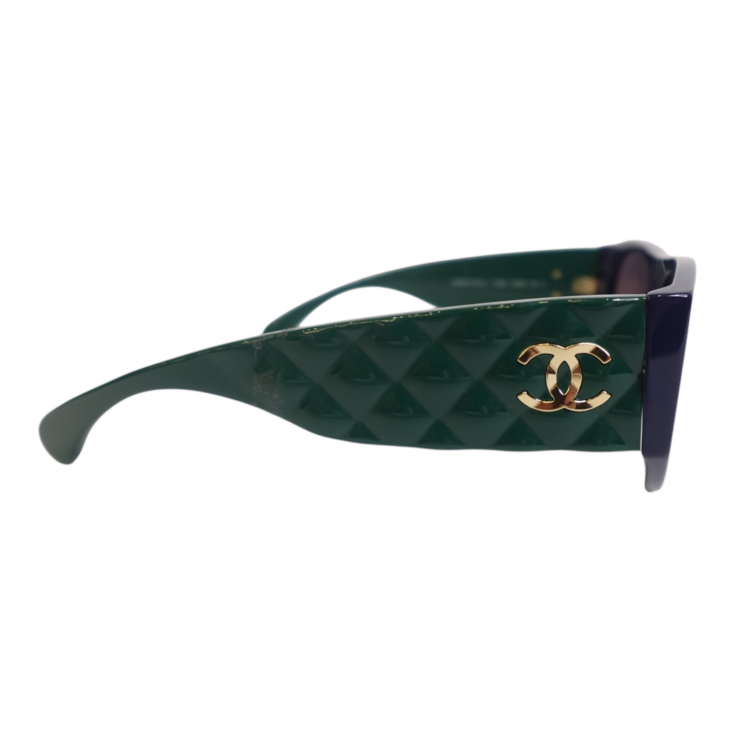 Chanel Navy Green Quilted CC Sunglasses