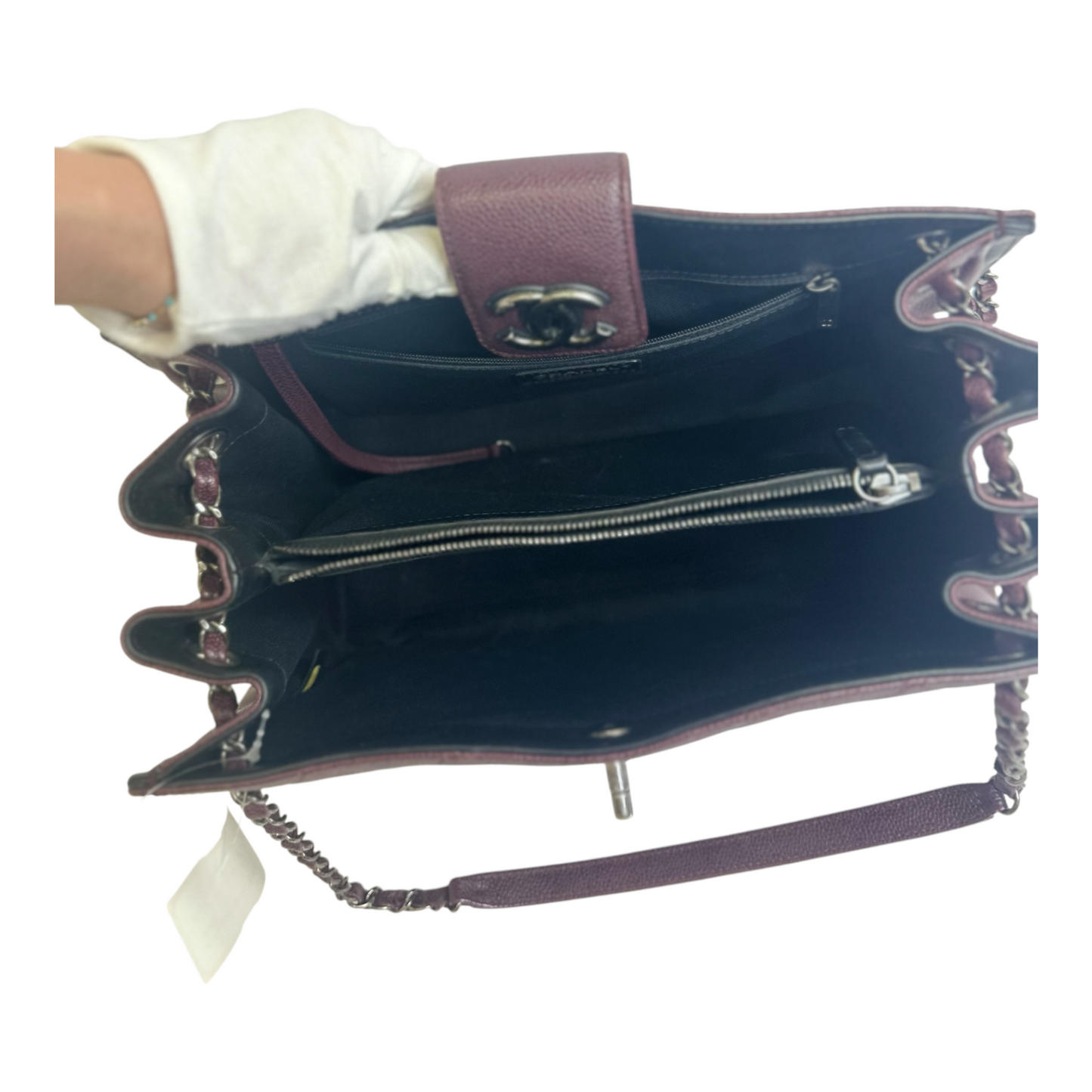 Chanel Caviar Quilted Large CC Accordion Shopping Bag Burgundy