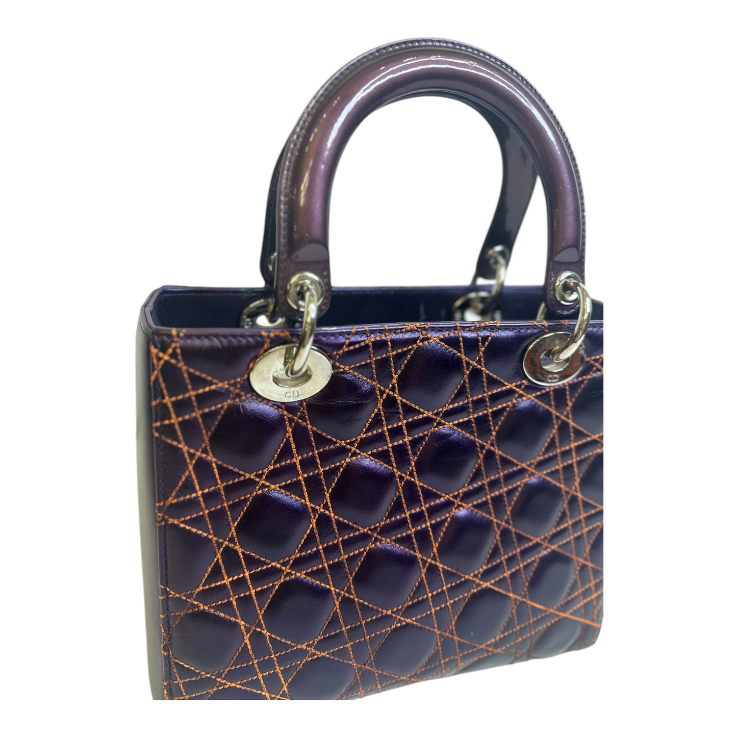 Christian Dior Metallic Lambskin Cannage Medium Anselm Reyle Lady Dior Purple Orange