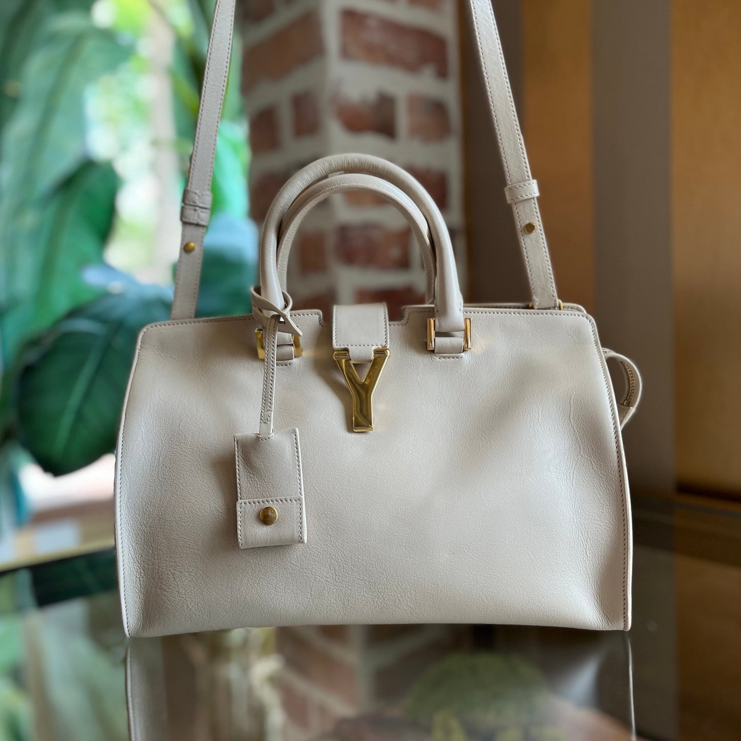 SAINT LAURENT Classic Y Cabas Small Calfskin Satchel Bag